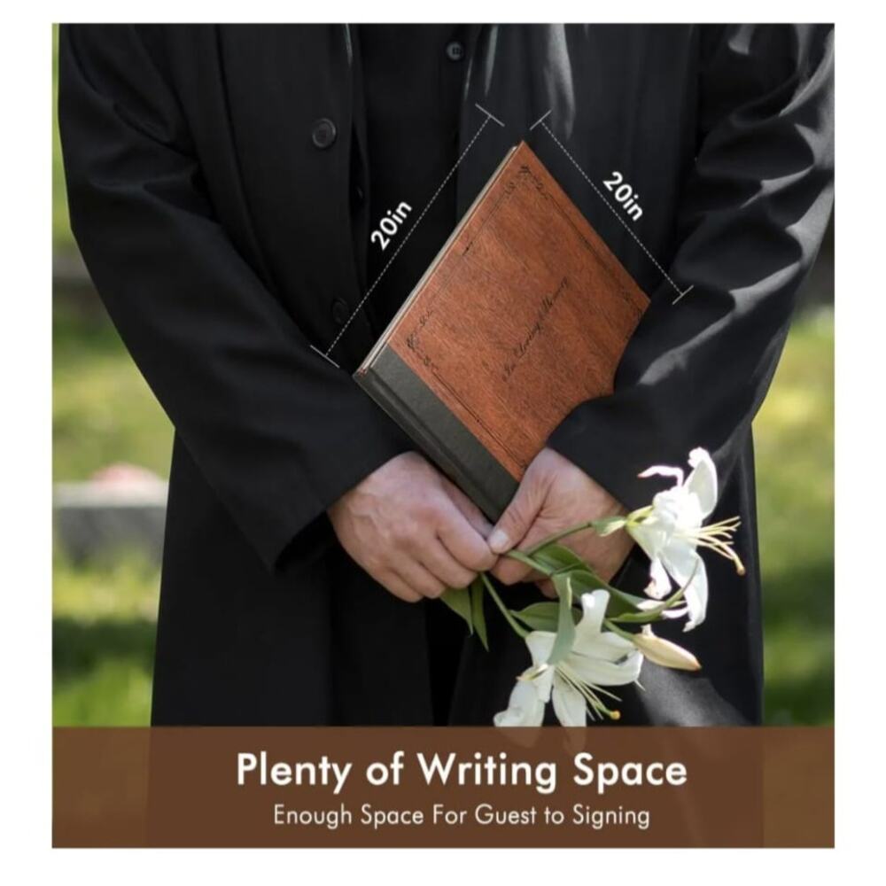 Funeral Guest Book for Memorial Service with 144 Pages Brown 8X10″ - Picture 2 of 4